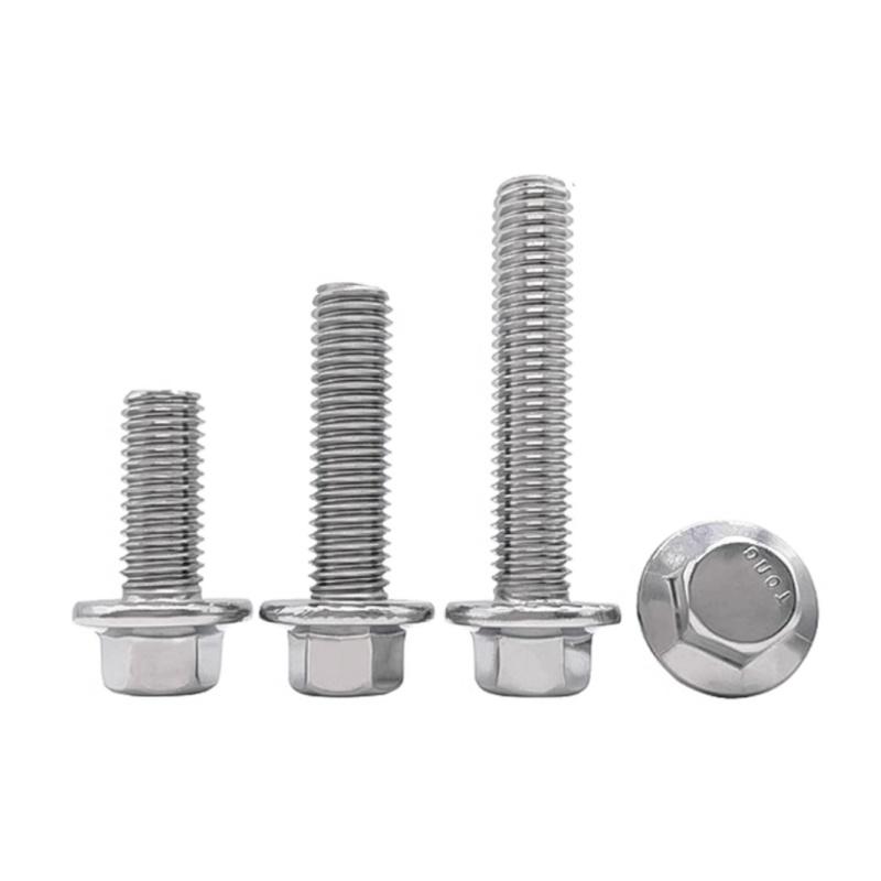 304 Stainless Steel Serrated Flange Hex Head Screws UNC Size 1/4-3/8 Anti-loose Fasteners Auto Motorcycle Replacement Parts