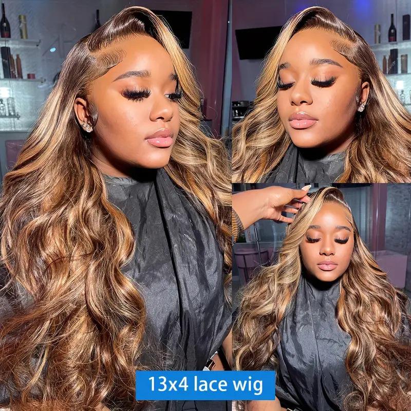 European & American Fashion: Highlighted Long Curly Lace Front Wig with Big Wave Style