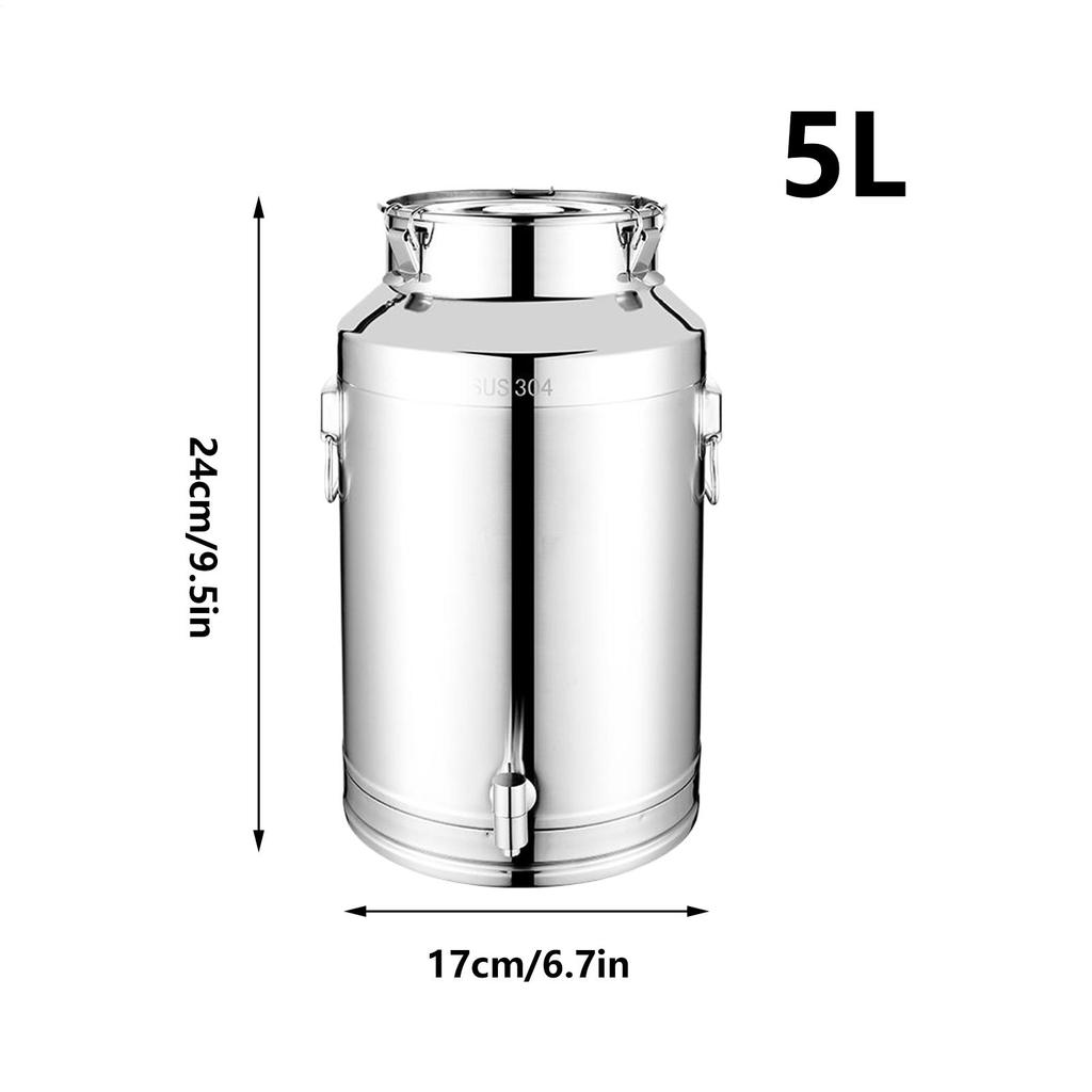 5L/9L Stainless Steel Bucket Wine Bucket Airtight Stainless Steel Milk Bucket With Lid Kitchen Oil Storage Container