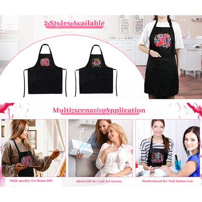 1pc Nails Polish Printing Beauty Kitchen Women Apron Household Cleaning Pinafore Salon Home Cooking Baking Manicure Work Clothes