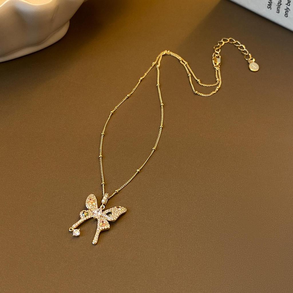 Korean Zircon Butterfly Pendant Necklace: Elegant and Versatile Accessory for Women
