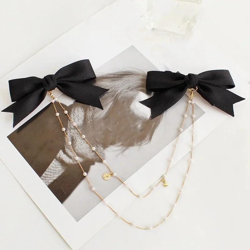 Cadouri de Crăciun Femei Elegant Vintage Arc Lanț de Perle Agrafe de Păr Ornament de Păr Dulce Bandă de Păr Agrafe de Păr pentru Femei