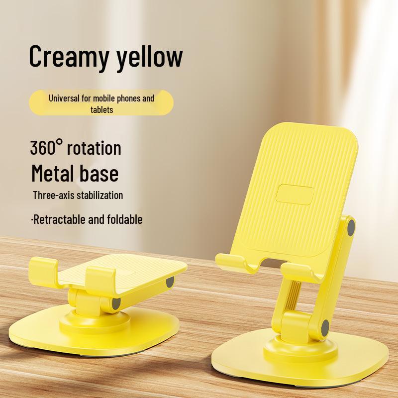 Universal Metal Phone and Tablet Holder: 360° Rotatable, Foldable Stand for Desktop and Live Streaming