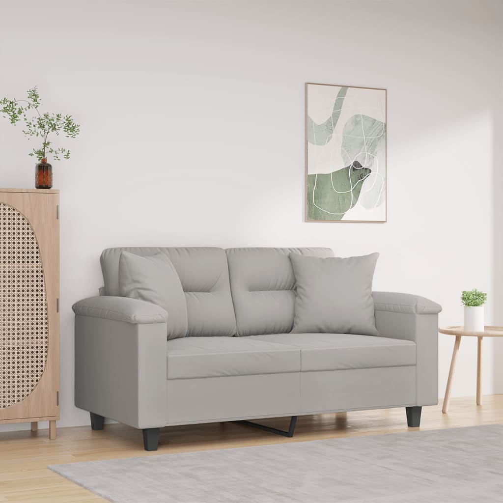Vidaxl 2-Osobowa Sofa Z Poduszkami, Jasnoszara, 120 Cm, Mikrofibra