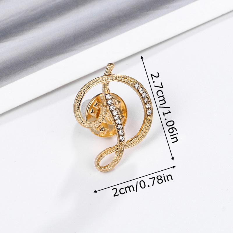 1PC Rhinestones Clothing Accessories Shirts Badge Gifts Lapel Pin Party Women's Brooches Dinner Letter Brooch Dress European A-Z