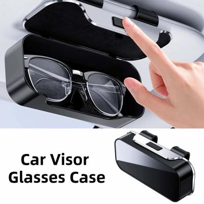 Premium Car Visor Glasses Case Flocking Inner Anti-Scratch Eyeglasses Protection Box Storage Shock-proof Car Sunglasses Holder