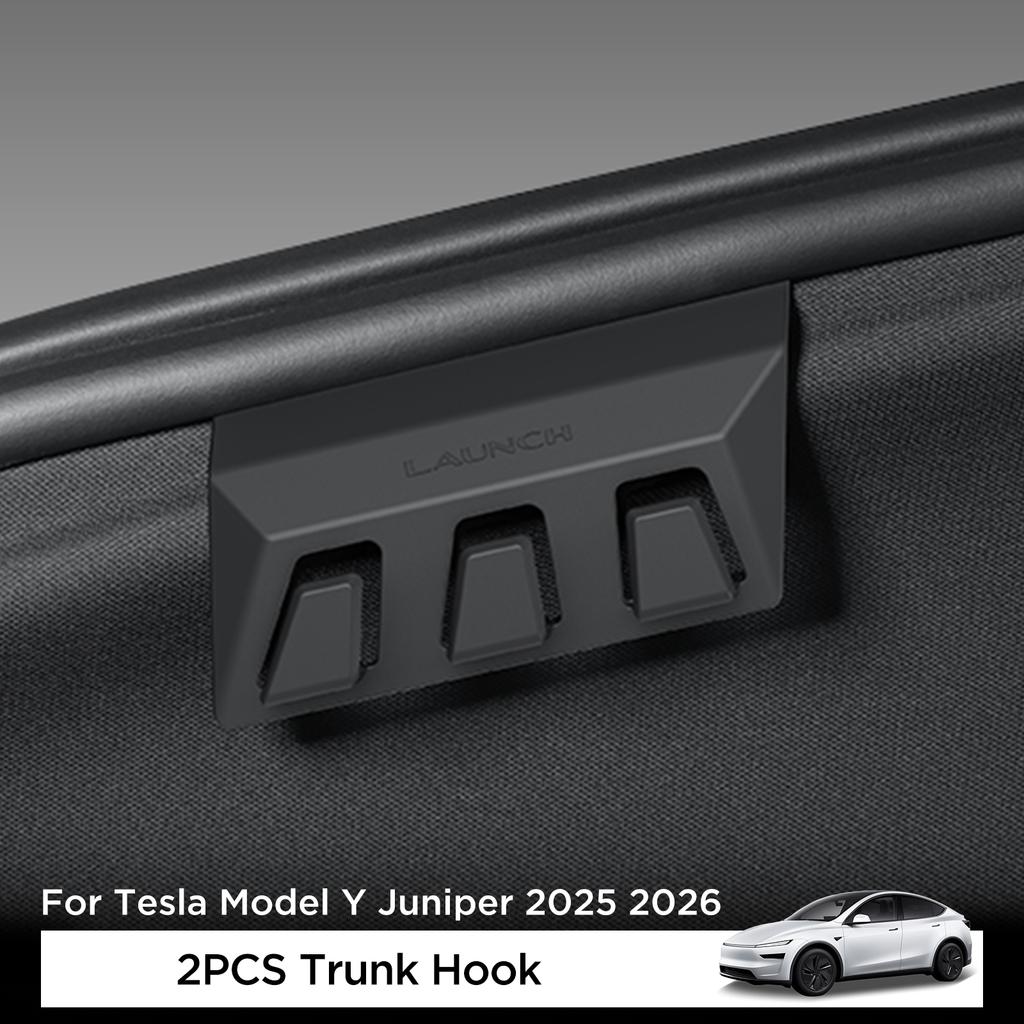 LUCKEASY for Tesla Model Y Juniper Launch/YL 2025 2026 Rear Trunk Hook Hidden Organizer Umbrella Bag Hanger Storage