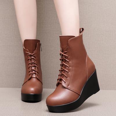 6cm 8cm Mały Duży Rozmiar 33-43 Vintage Miękkie Skórzane Buty Damskie Buty na Platformie Jesień 2025 Wysokie Obcasy Koturny Krótkie Botki