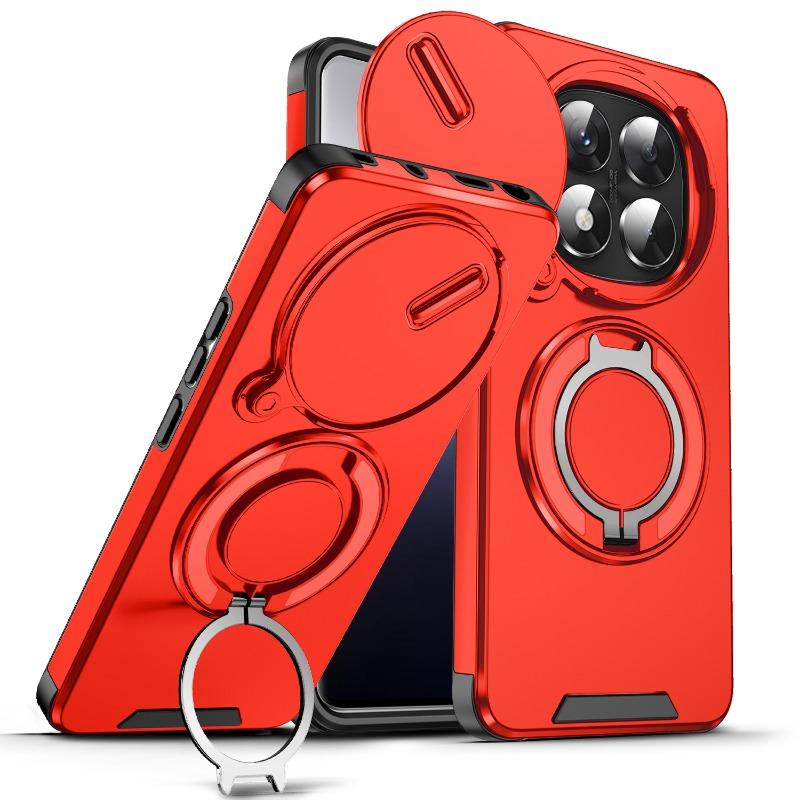 Slide Camera Protect Phone Case For Xiaomi Redmi Note 14 13 Pro Plus 14C 13 4G 5G Shockproof Magnetic Ring Stand Holder Cover