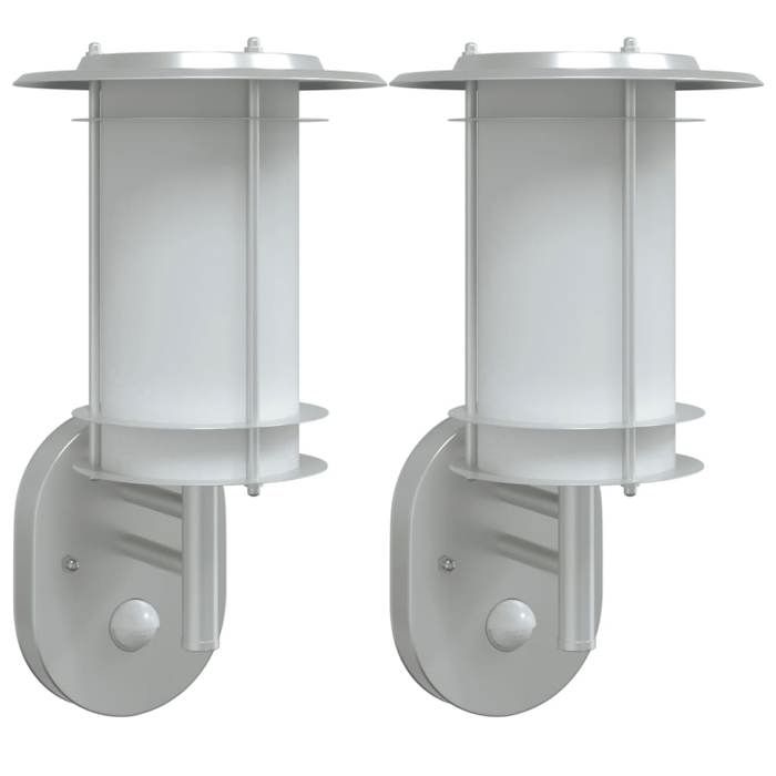 VidaXL Appliques murales d'extérieur et capteurs 2pcs acier inoxydable, éclairage mural d'extérieur, lampe murale de jardin, 4006287