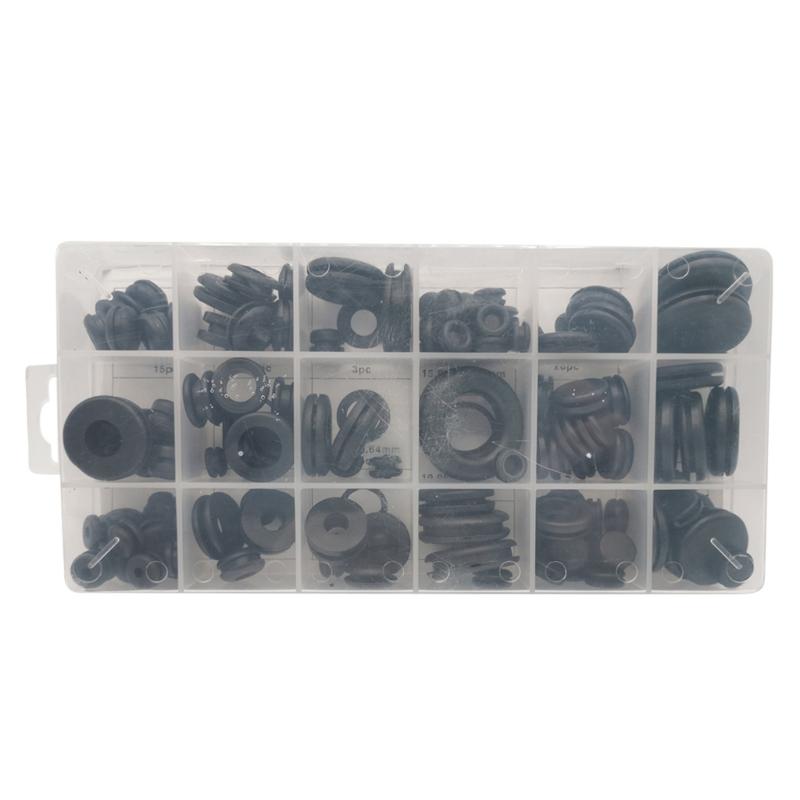 125Pcs/set Rubber Grommet Assortment Wiring Gasket Kit Rubber Grommet Eyelet Rings Gasket Assortment for Plumbing