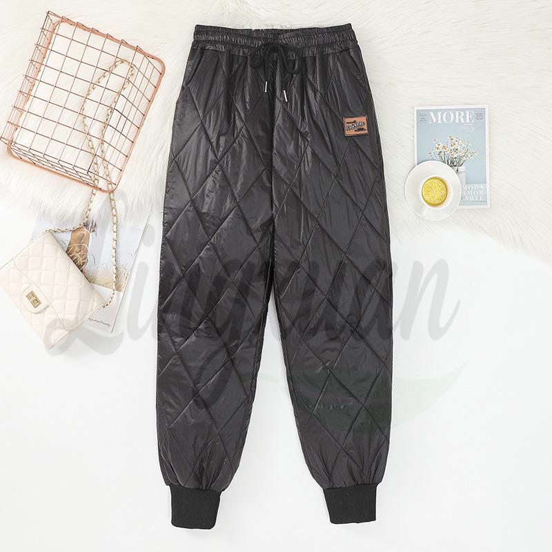

Women s Autumn/Winter 2023 Diamond Pattern Cotton Harem Pants - Warm, Thick, Casual, Loose Fit L
