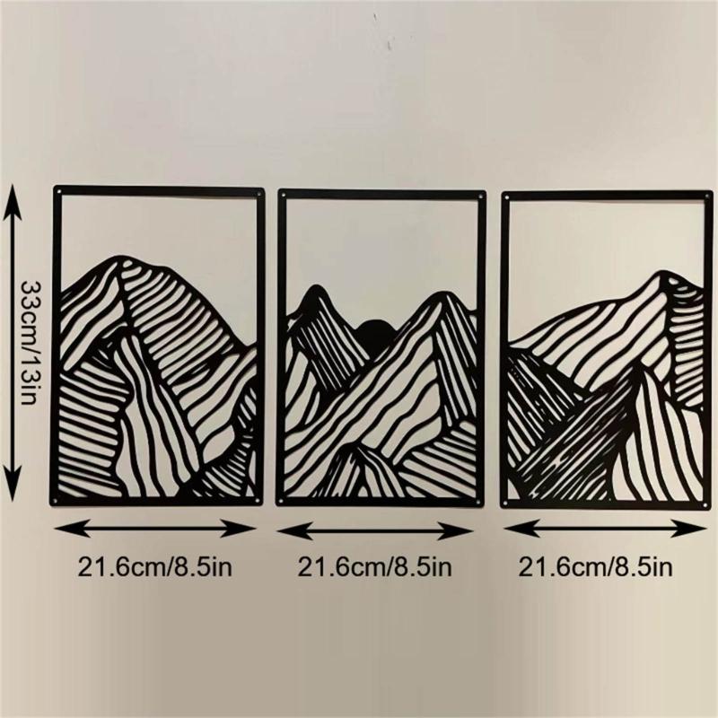 3pcs Uniques Mountain Sculpture Abstract Accent Metal Sign Wrought Iron Decors Hangings Pendants for Art Enthusiasts