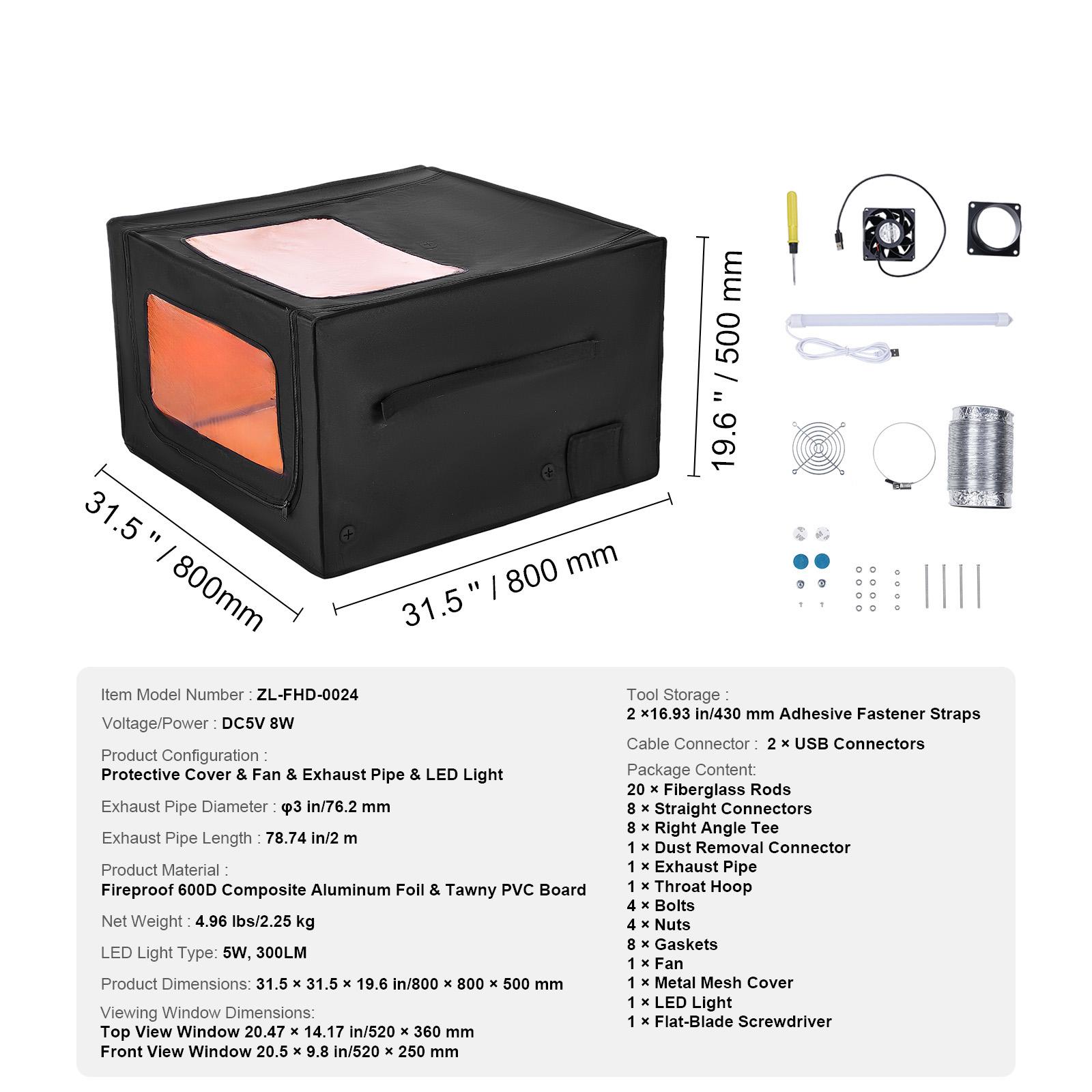 

SucceBuy Лазерный гравер Защитный кожух 800x800 мм Огнестойкий и огнеупорный защитный чехол, Изолирует дым, шум и защищает глаза