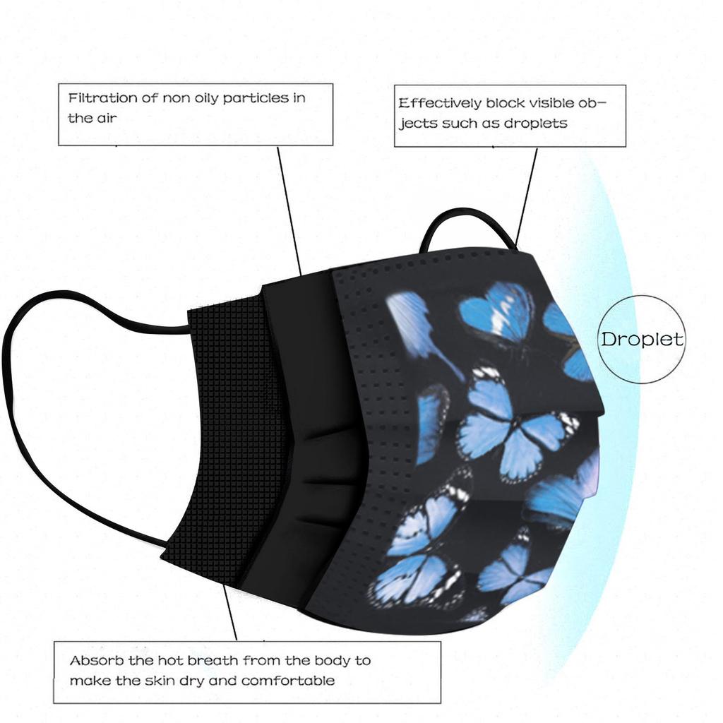 Adult Women Mask Disposable Face Mask Industrial 3Ply Ear Loop 100PC