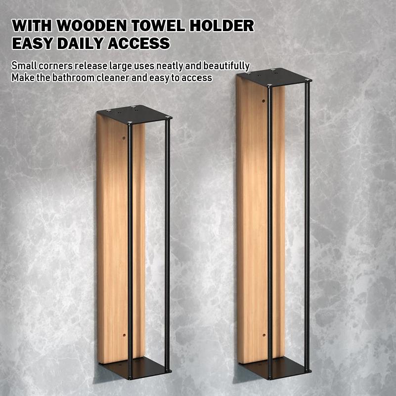 Bathroom wall mounted towel rack, bathroom decorative towel rack, towel hanging rack, roll towel storage, no drilling required