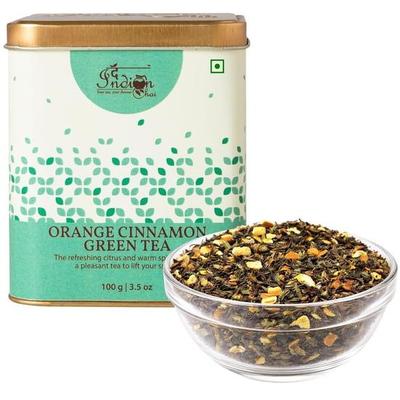 The Indian Chai - Té verde con naranja y canela 100 gramos con cáscara de naranja, canela y clavo para el colesterol, la inmunidad y un corazón saludable.