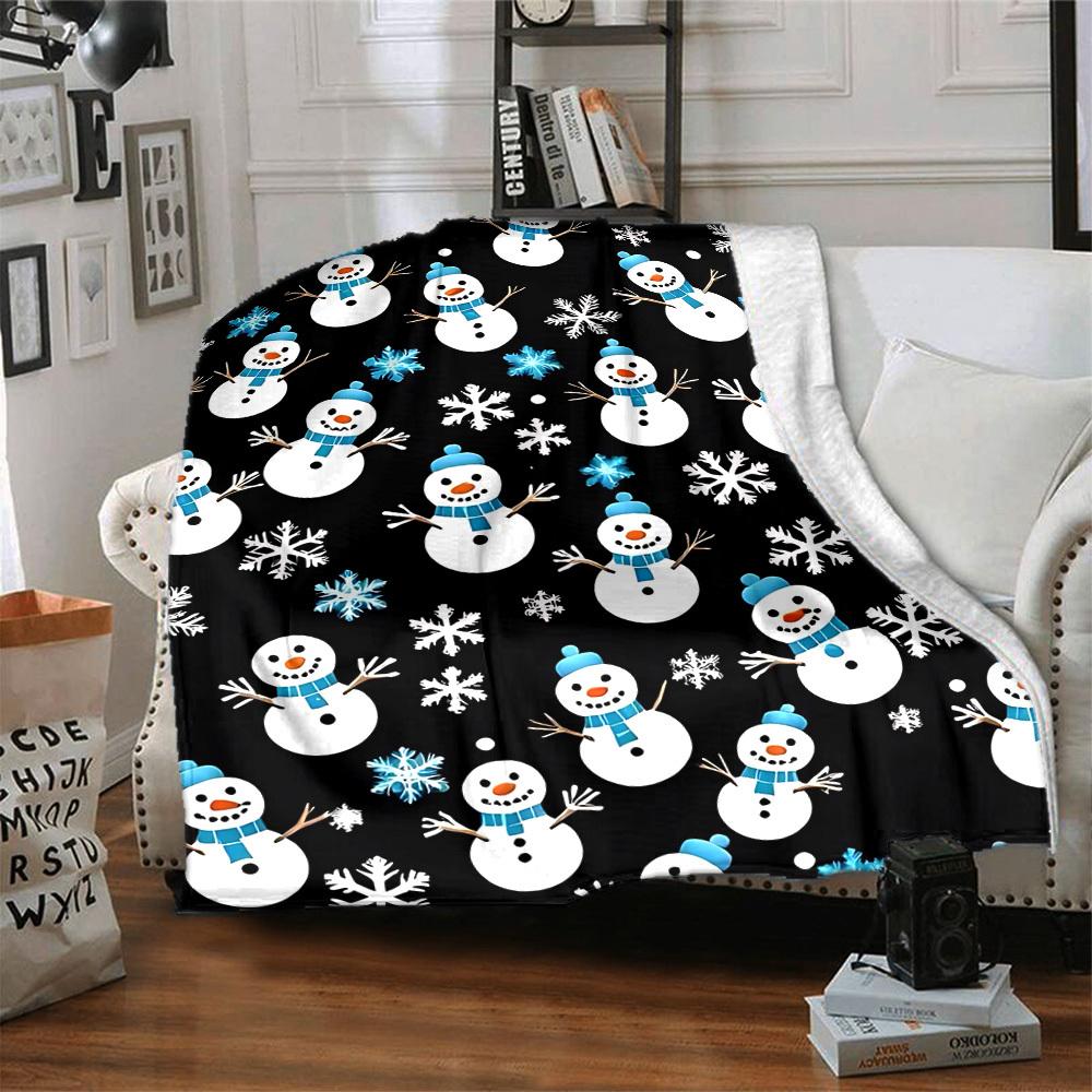 1pc Snowman Pattern Blanket Warm, Cozy, And Soft, Suitable for Sofas, Beds, Cars, And Office Use.Perfect for Camping And Travel, Making It a Great Gif