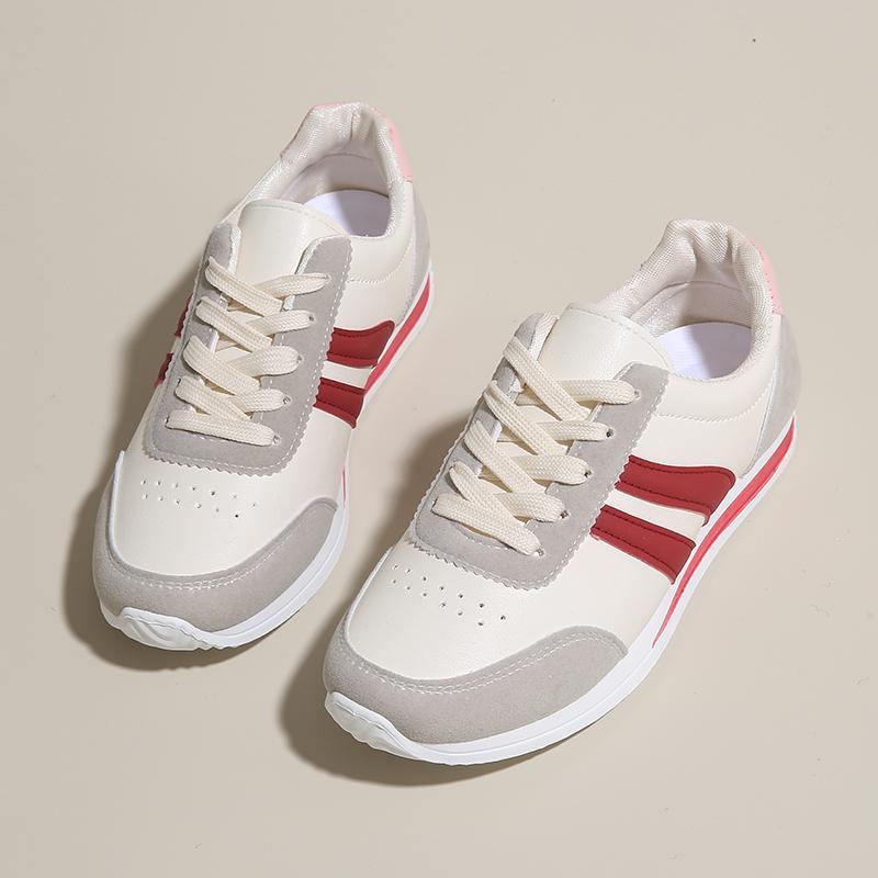 New Women Casual Walking Shoes Flat Lace Up Leather Flat-Bottomed Female  Sneakers Vulcanized Shoes Plus Size 42