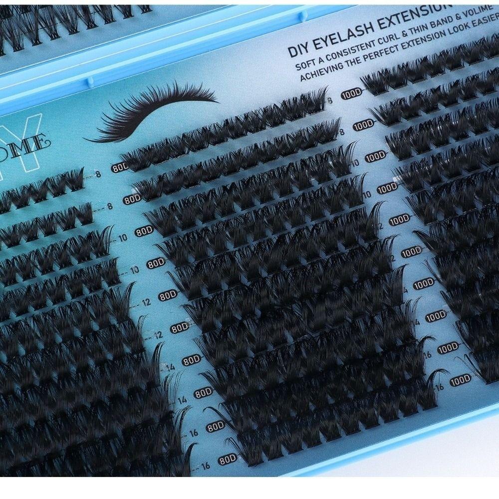 640Pcs 8-16mm Length False Eyelashes Wispy Style 3D Faux Mink Lash Eye Makeup Tools  Cat Eye Look