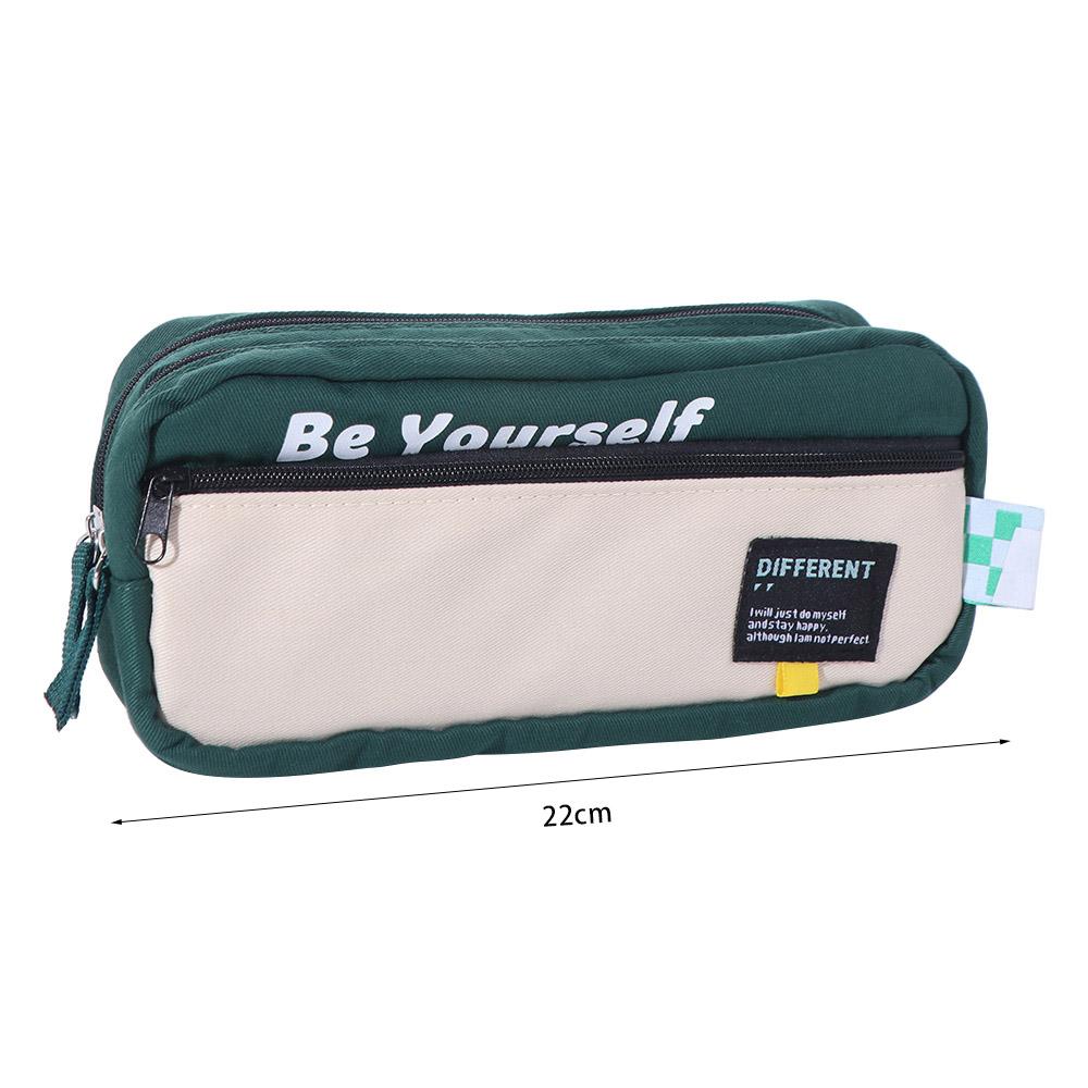 Dirt Resistant Storage Pencil Bag Canvas Cartoon Pencil Cases Student Learning