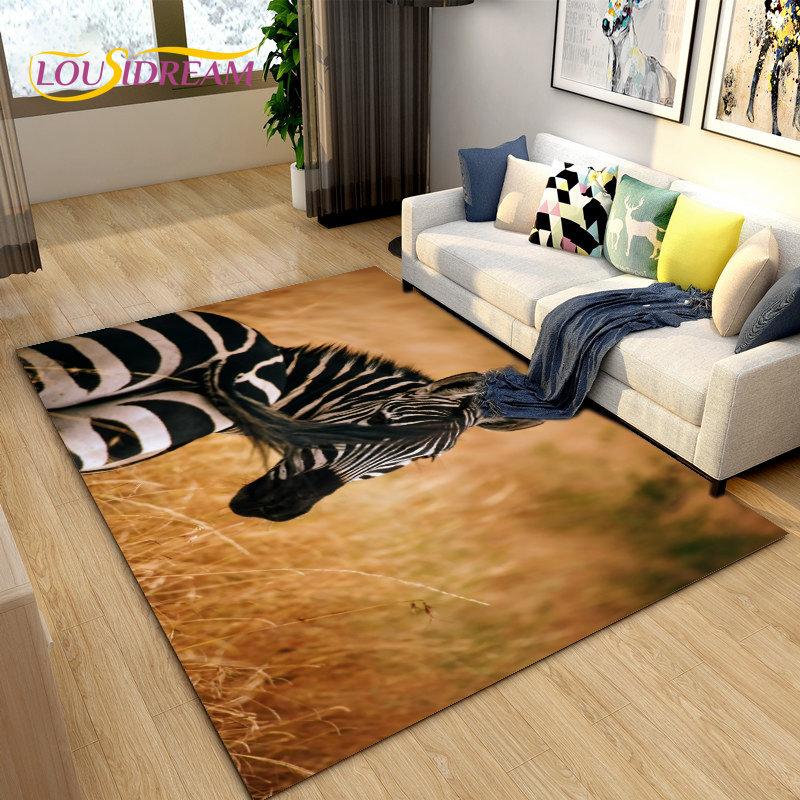 Wild Animal Zebra Area Rug Large,Carpet Rug for Living Room Bedroom Kitchen Doormat Decoration,Children Play Non-slip Floor Mat