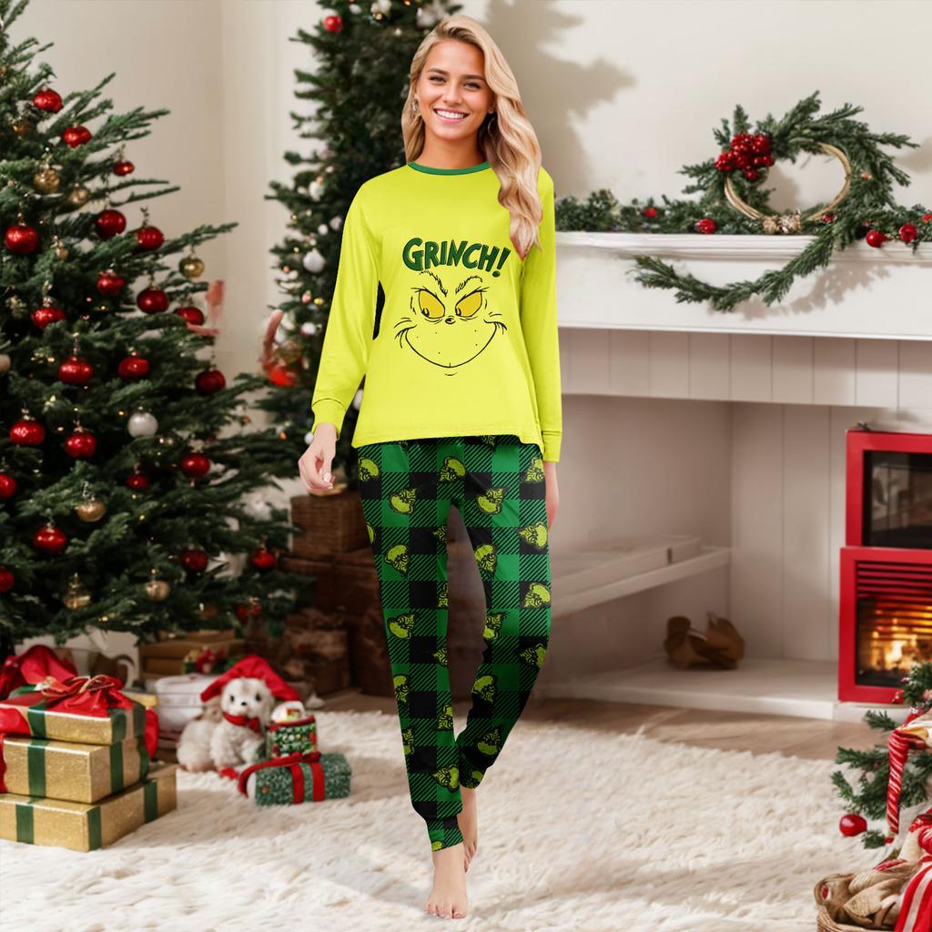 Christmas Print Cute Family Set Pajamas, Home Clothes, Family Set Long Sleeve Top Pants Set