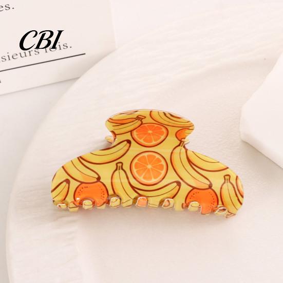 Fruit Print Hair Claw Back Head Shark Clip, Summer Claw, Large Size Shower Clip for Thick Buns And Half-Ties