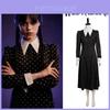 Die Addams Family Wednesday Cosplay Kostüm Schwarzes Kleid Halloween Party