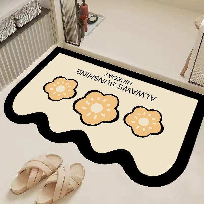 

French Simple Irregular Bathroom Floor Mat Bathroom Quick-drying Anti-slip Mat Easy To Handle Diatom Mud Floor Mat 40 * 60cm