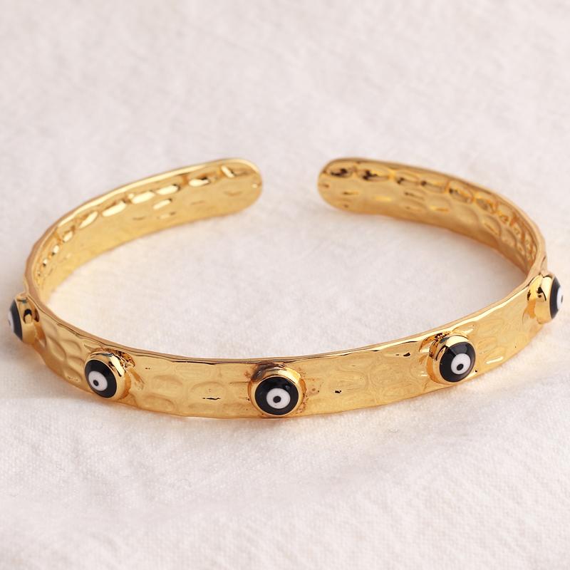 18K Gold Plated Cuff Band Bracelet For Women Fashion Evil Eye Bangle Luxury Crystal Bracelet Indian Bangles Women Accessories