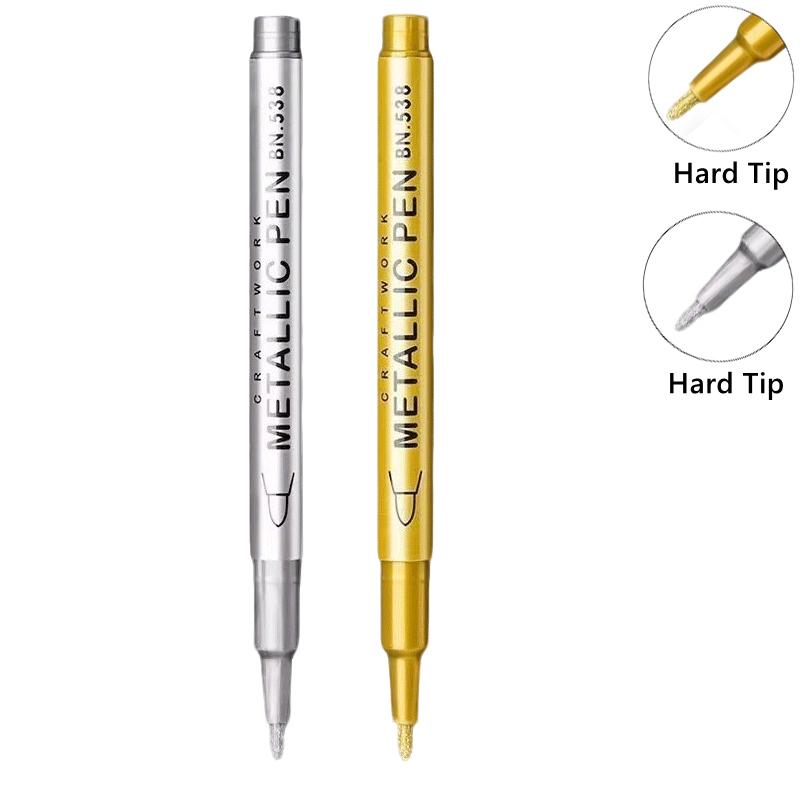1/10/50Pcs Art Writing Gold Silver White Metallic Paint Pen Set Brush Tip Marker Pen Acrylic Paint Markers Stationery Supplies