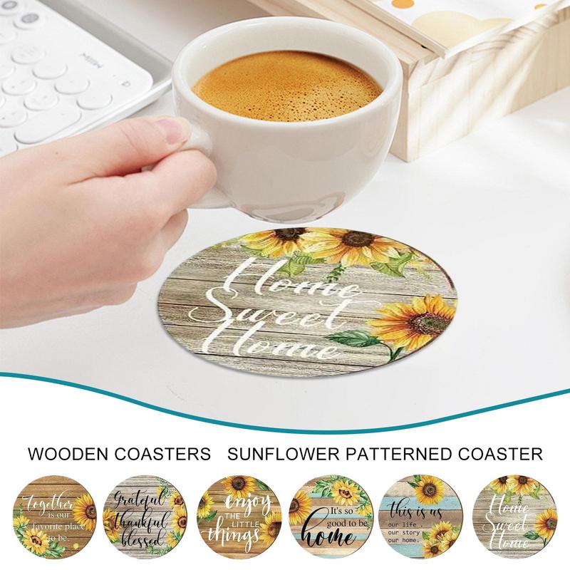 Wooden Coaster Rustic Set Of 6 Wood Coaster Crafts Kit Stained Painting Wood Handmade Home Table Decorations Decorative Non-Slip