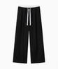 Dilleiopeu Lace Double Banding Striped Pants [Black]