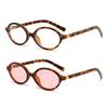 2pcs Women Oval Retro Glasses Y2K Leopard Small Frame GlasseVintage Female Girls Eyewear Decorative Eyeglasses