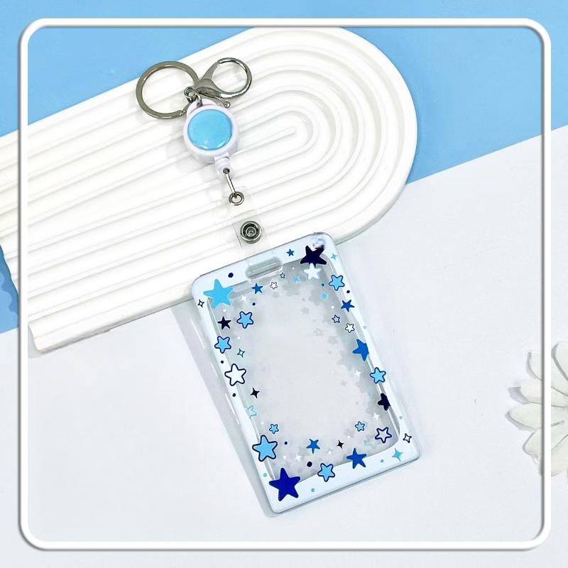 Star Sliding Cover Card Holder Transparent Portable Id Protector Kpop Photocard Photo Case Student School Card Bus Card Holder
