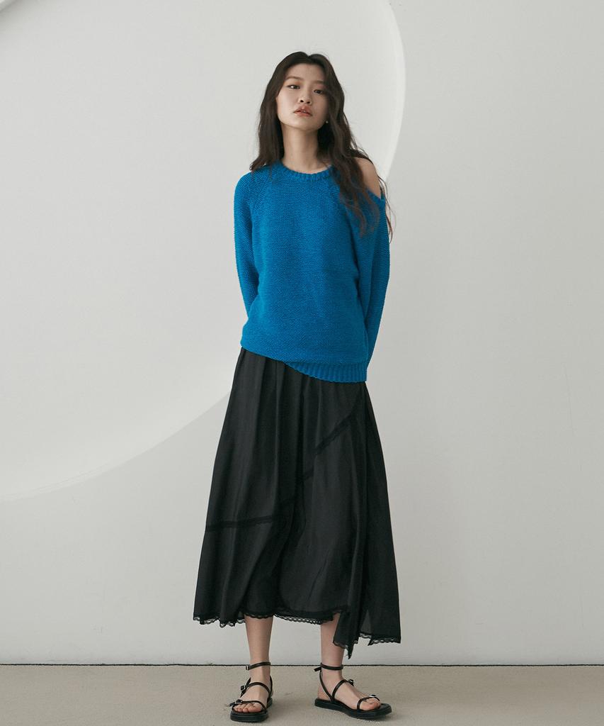 Dijainowol Reverse Off-Shoulder Knit_Blue