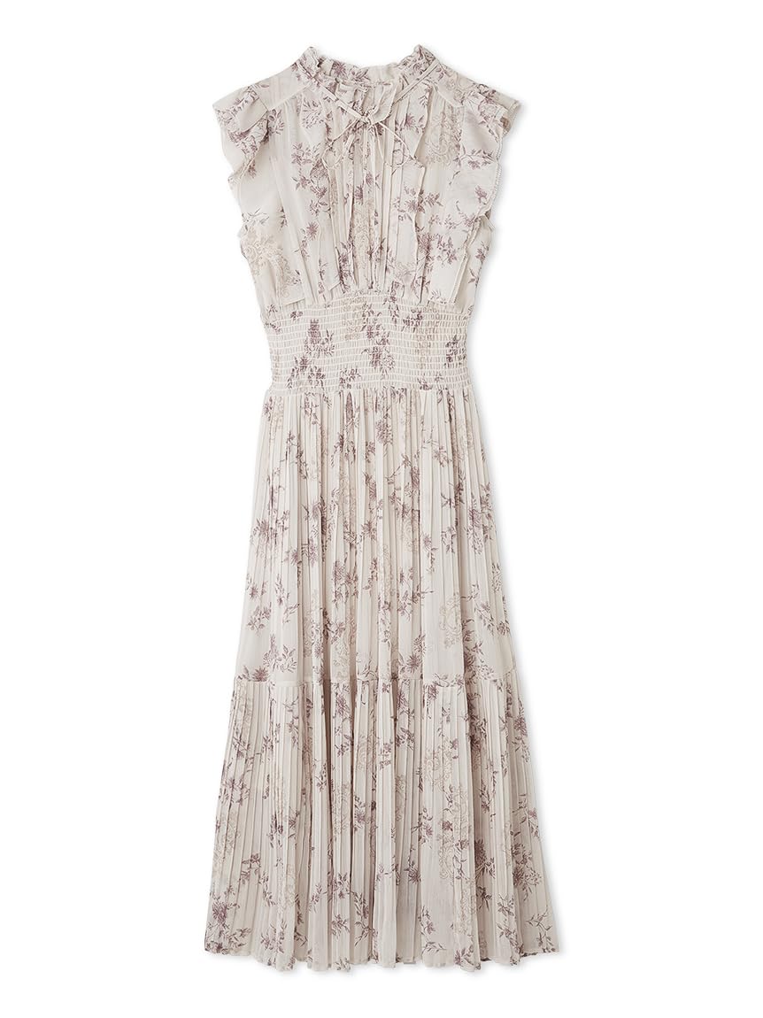 

Snidel Sus Print Pleated Waist Shirred Dress SWFO254139PBEG0