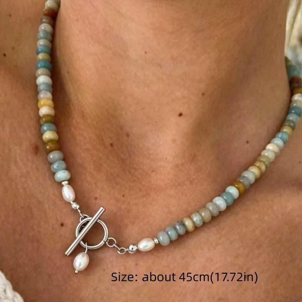 Süßwasserperlen-Halskette Türkisperlen Handgemachte Kette Zarte Kette für Mädchen Geschenk