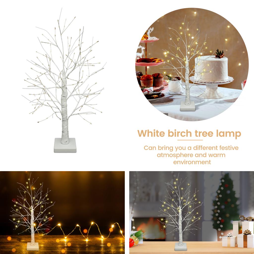 LED Birch Tree Light 144 LED Artificial Tree Lamp with Timer 24inch USB/Battery Operated Tabletop Birch Tree Light Decorative