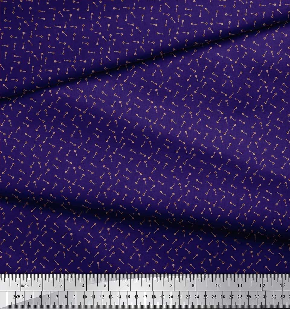 Soimoi Japan Crepe Satin Fabric Key Shirting Fabric Prints By Metre 42 Inch