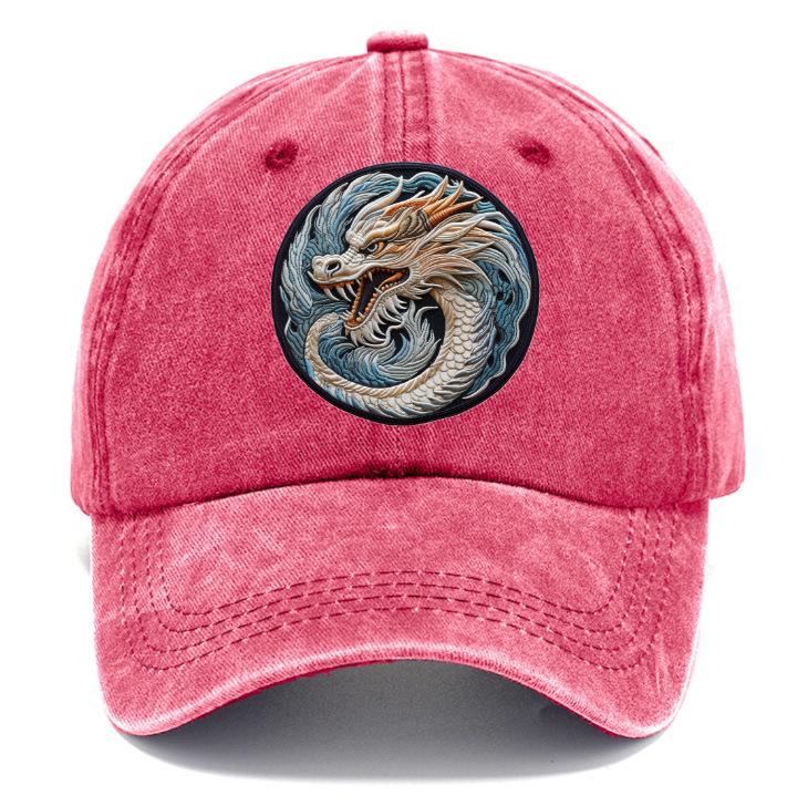 New hat printed dragon logo fashionable washed old retro cap men's sunshade baseball cap
