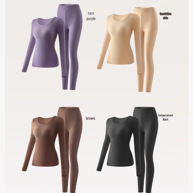 

Fixed Cup 5.0 Ultra-Thin Seamless Warm Women s Underwear Set with Built-In Bra, Base Layer for Autumn. L (80-120 lbs)