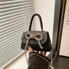 Niche premium textured women's bags spring new bow small square bag single shoulder crossbody handbag women