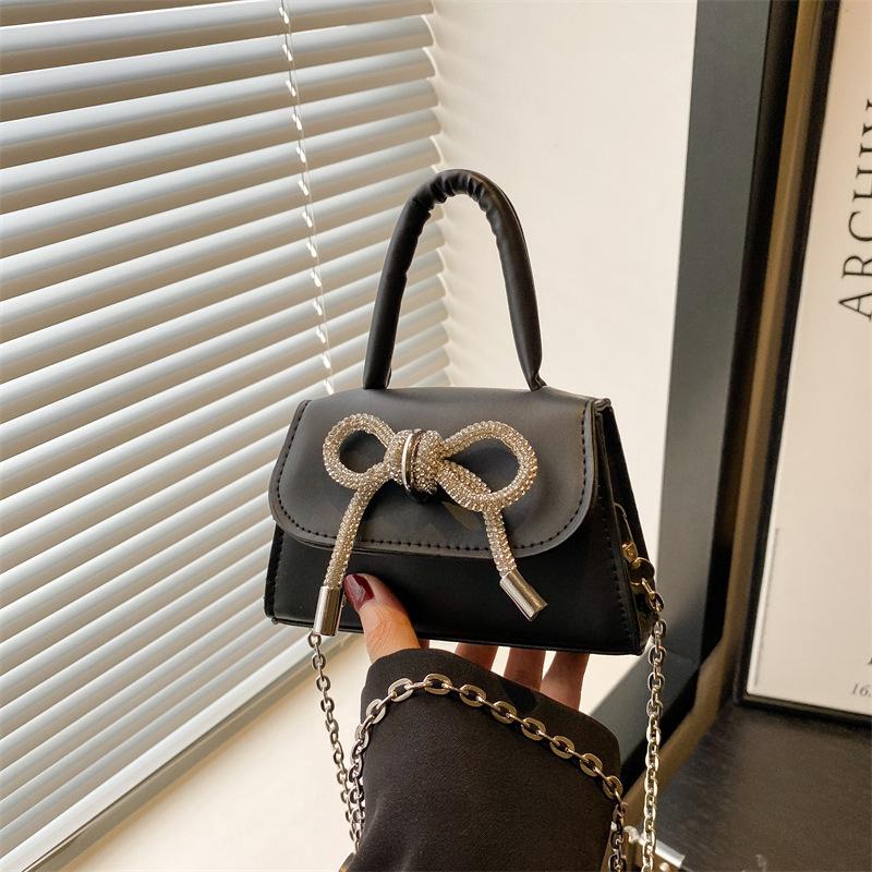 Niche premium textured women's bags spring new bow small square bag single shoulder crossbody handbag women