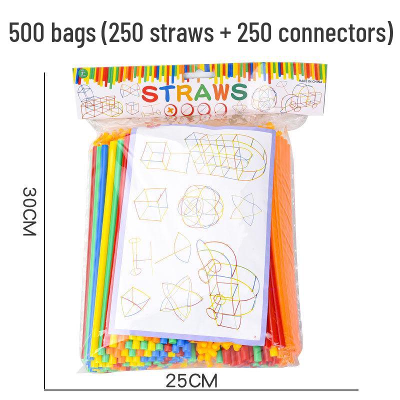 Children's 4D Interlocking Straw Building Blocks for Kindergarten Assembly