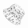 European and American New Music Note Pattern Double-sided Bucket Hat Female Summer Outdoor Travel Visor Sun Protection Basin Hat Male