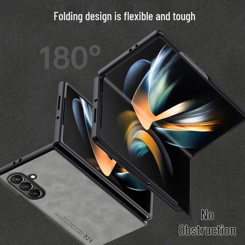Capa Samsung Z Fold7 em Pele de Carneiro à Prova de Quedas para Z Fold6 - Luxuosa, Proteção para Tela Dobrável Amigável à Pele