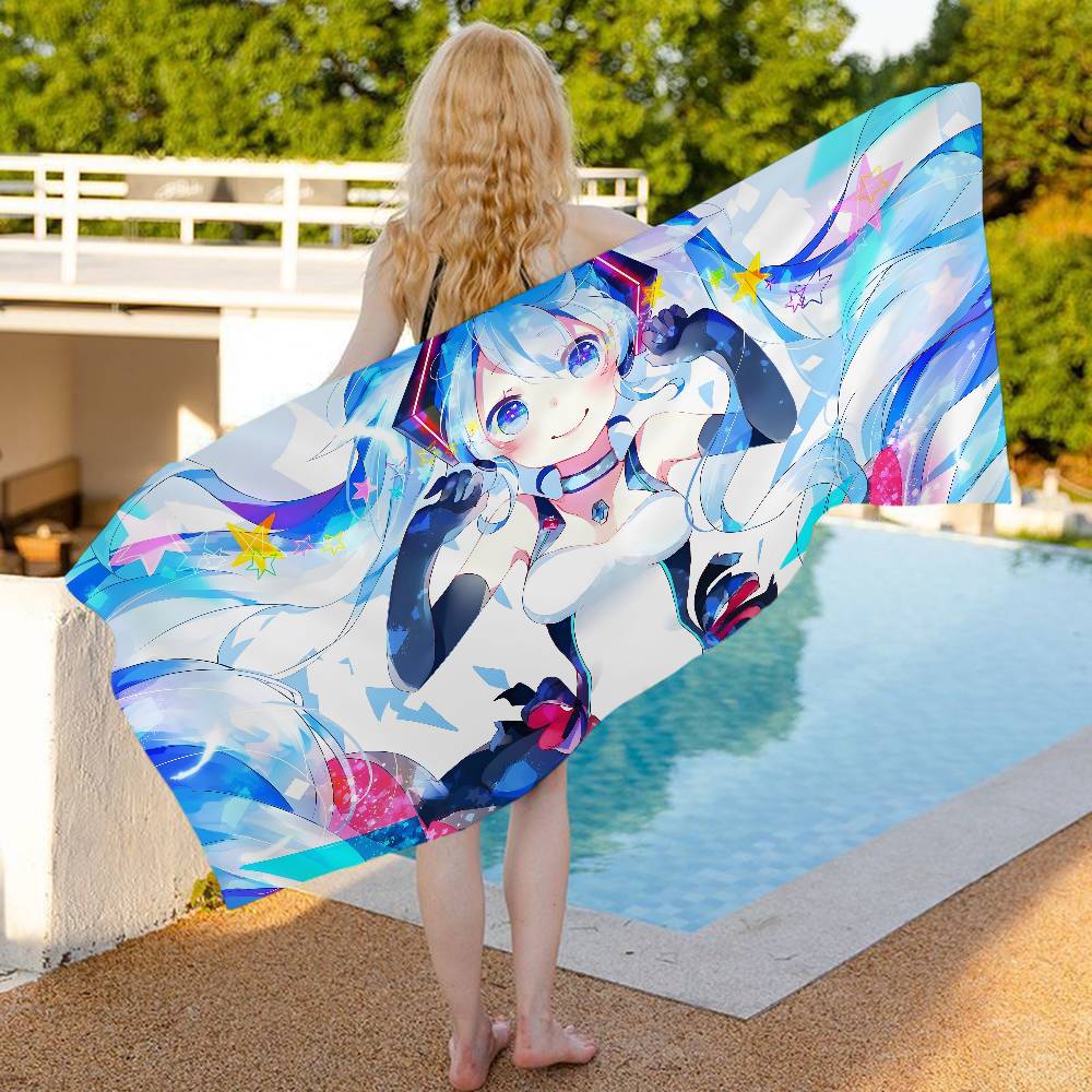 H-HatsuneS M-Miku Big Microfiber Beach Towels Quick Dry Towel Sand Beach Towels Pool Towel for Travel Swim Pool Yoga