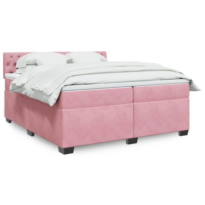 Cadre de lit avec matelas - Maison Exclusive - 200x200 cm - Velours rose - Tête de lit réglable